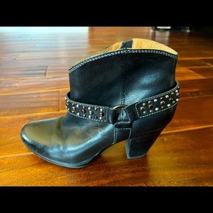 Sofft brand black leather ankle boot with stud embellishment